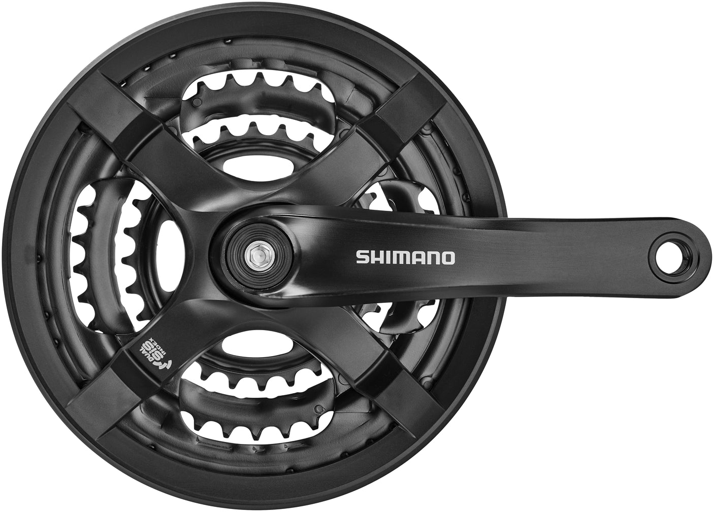 Shimano FC-TY501 Kurbelgarnitur 6/7/8-fach 48-38-28 Zähne mit Kettenschutzring schwarz