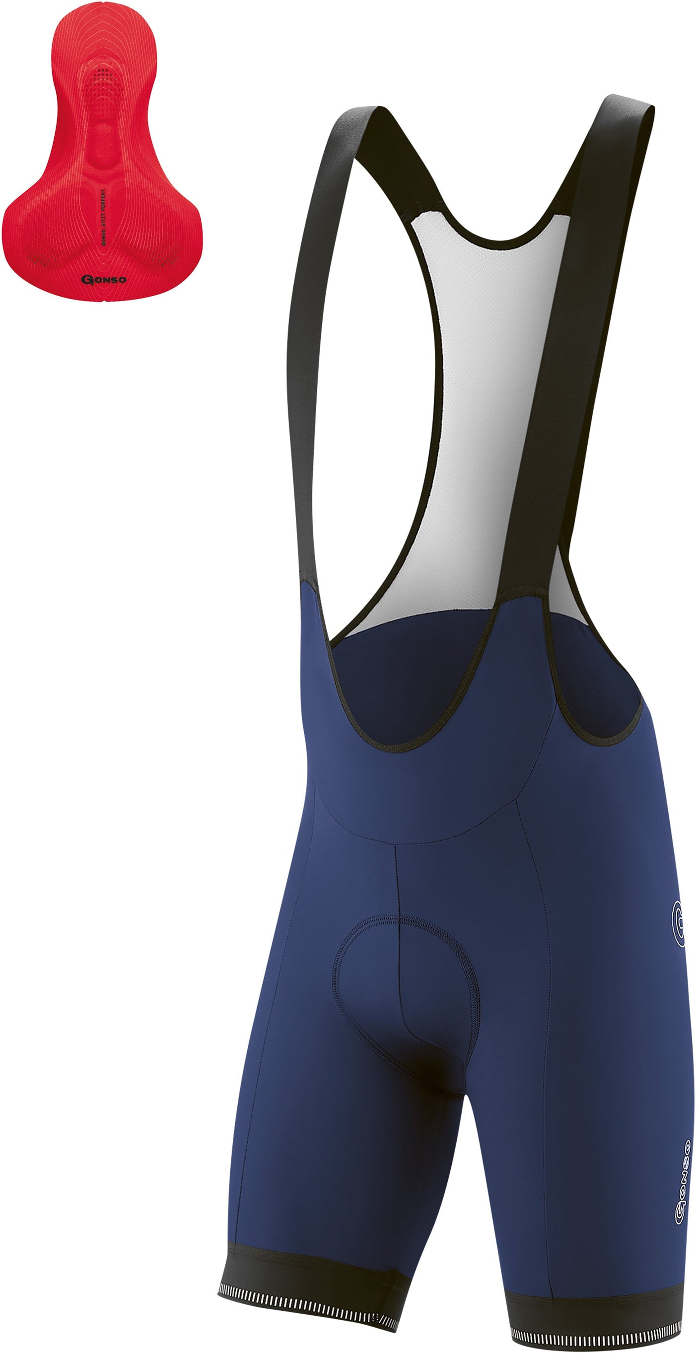 Gonso Sitivo Trägershorts mit festem Sitzpolster Herren etheral blu/fire