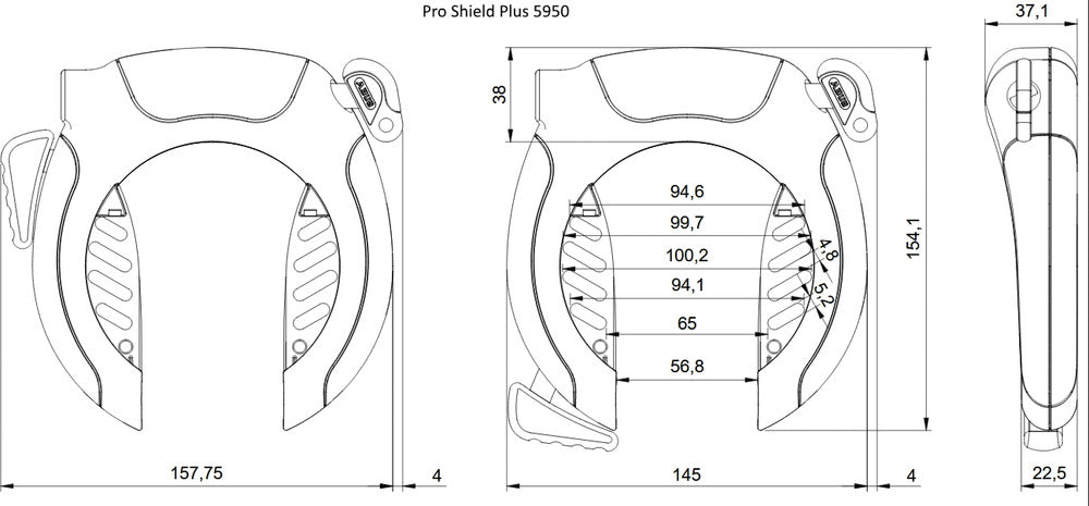 Abus PRO SHIELD™ Plus 5950 NR schwarz + Rahmenschlosskette 6KS/85 + Tasche ST5950