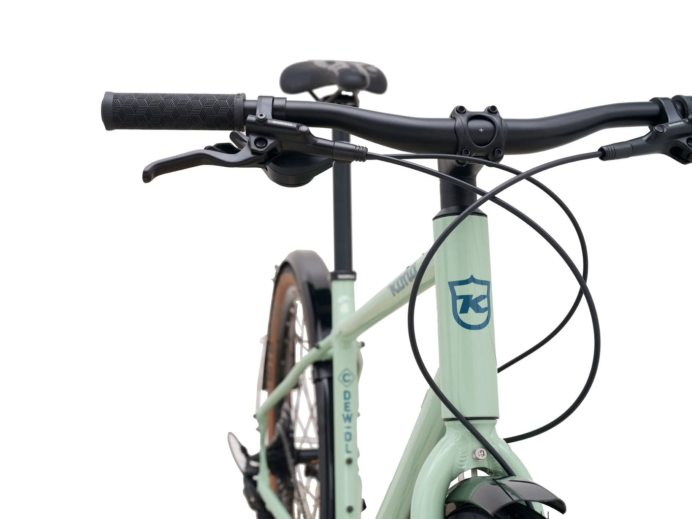 Kona 36e Dew DL Green w/Shimano Cues & Tektro Gloss Jade w/Storm Blue Decals (2025)