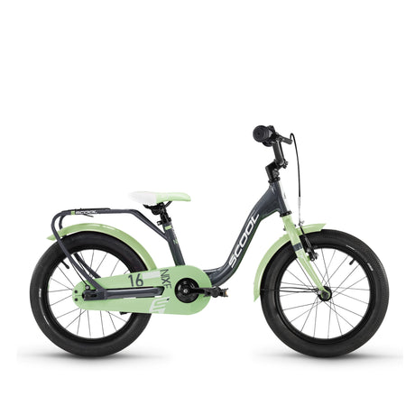 S'COOL Junior Bikes Kinderfahrrad | niXe 16 Zoll 1-Gang Dark Grey/Pastel Green