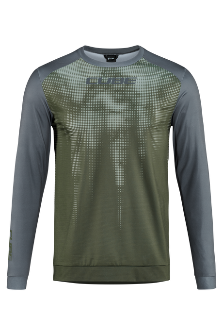 CUBE ATX Rundhalstrikot TM langarm olive´n´grey Herren