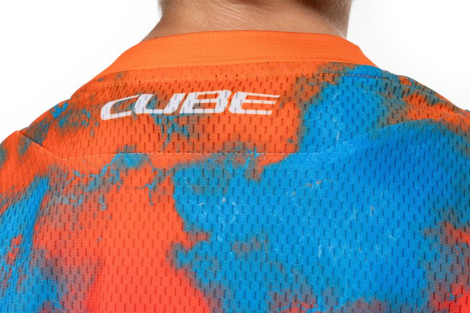 cube fahrrad orange blau Cube ROOKIE X Actionteam kurzarm | Kinder MTB Trikot | blue´n´pink´n´orange