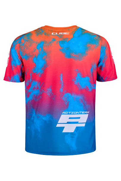 cube fahrrad trikot Cube ROOKIE X Actionteam kurzarm | Kinder MTB Trikot | blue´n´pink´n´orange