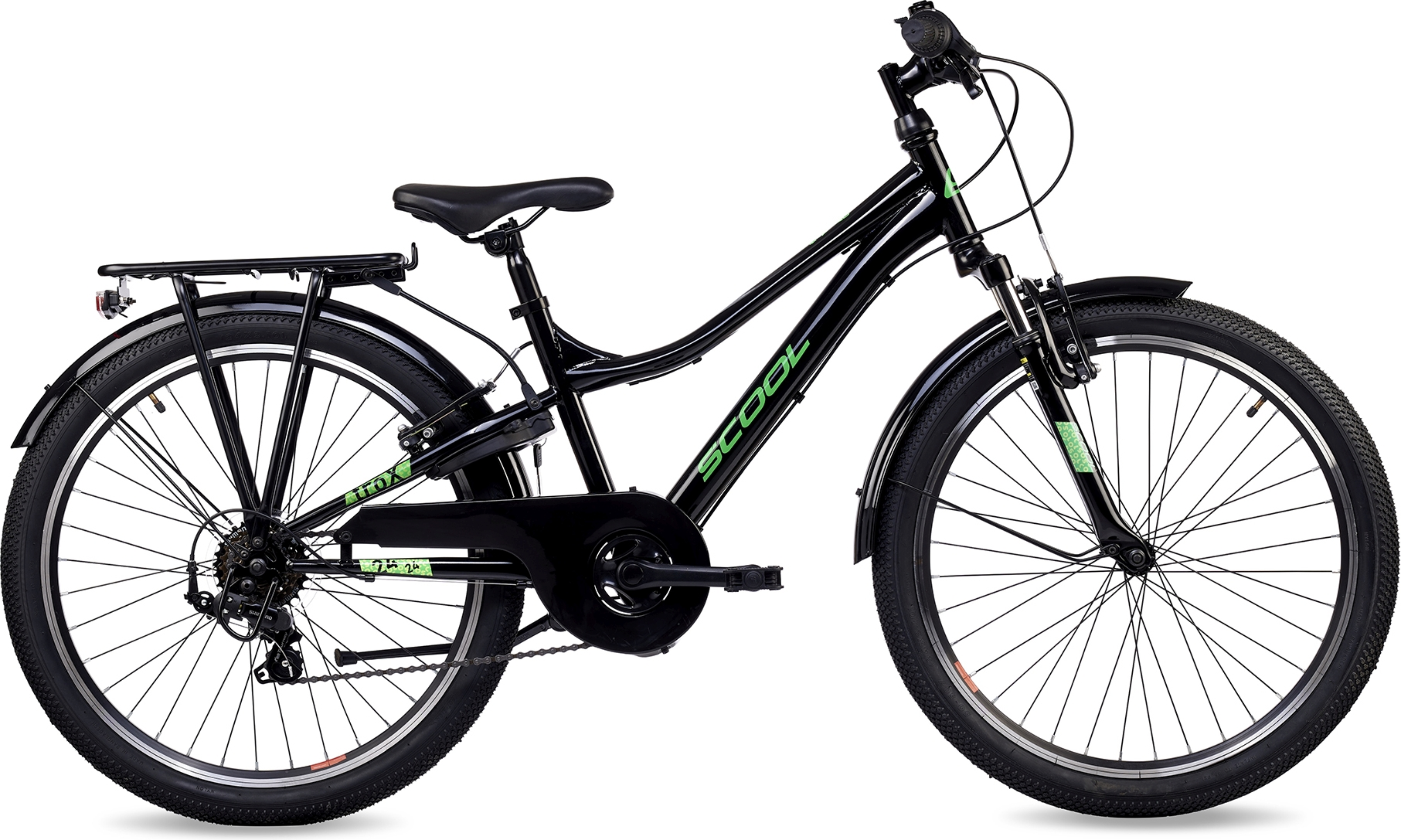 selgros fahrrad 24 zoll S'COOL troX 24-K6 (2026) | 24 Zoll Kinderfahrrad | Black/Neon Green