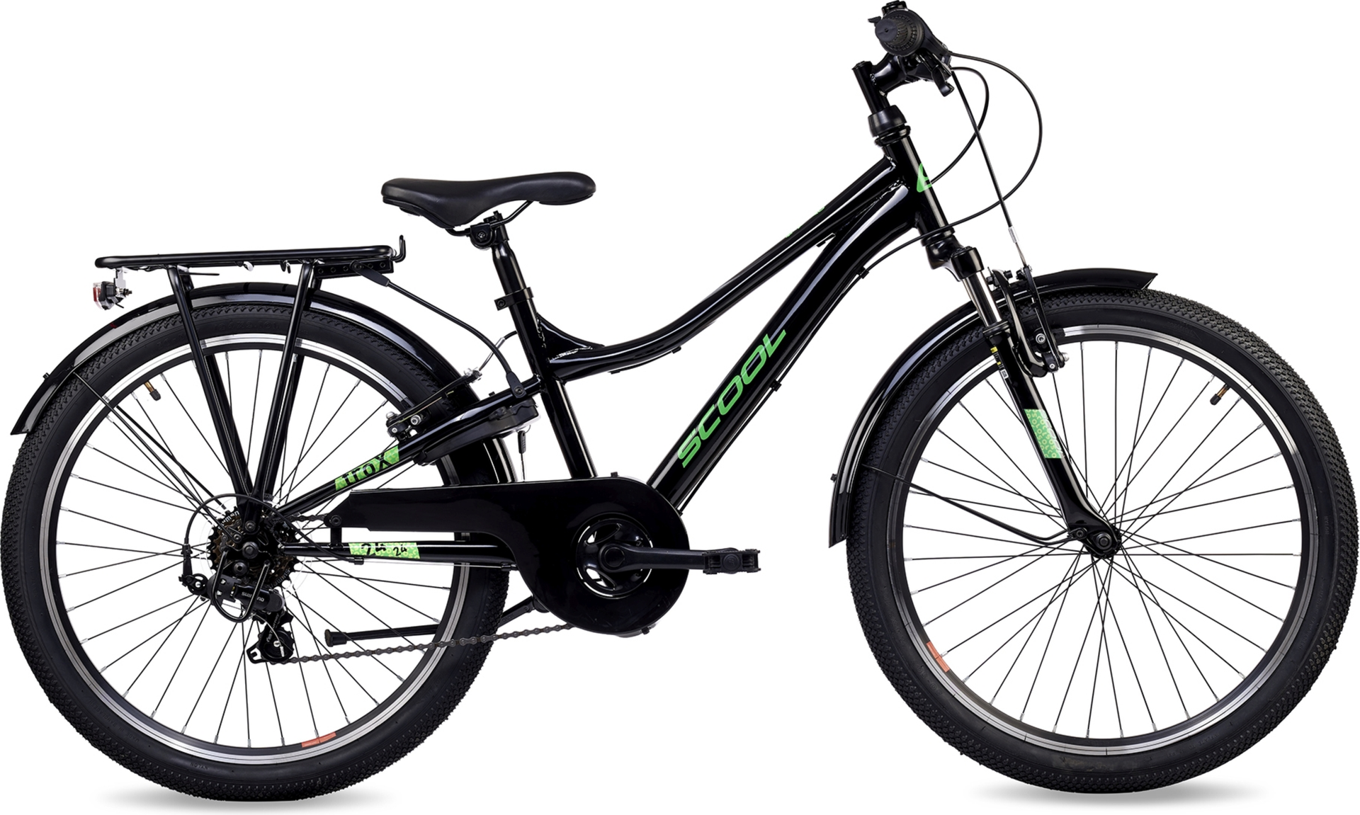 fahrrad 24 zoll scool S'COOL troX 24-K6 (2026) | 24 Zoll Kinderfahrrad | Black/Neon Green