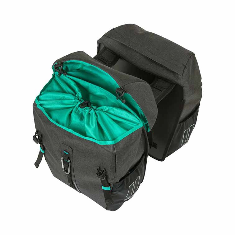basil fahrradtasche doppel Basil Discovery 365D Doppel-Gepäckträgertasche M 18l schwarz/türkis