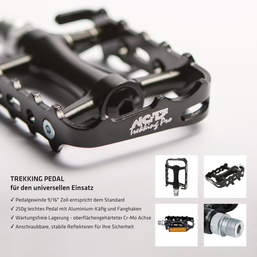 plattformpedale leicht NC-17 Plattformpedal Trekking Pro, Alu, Präzisionslager schwarz