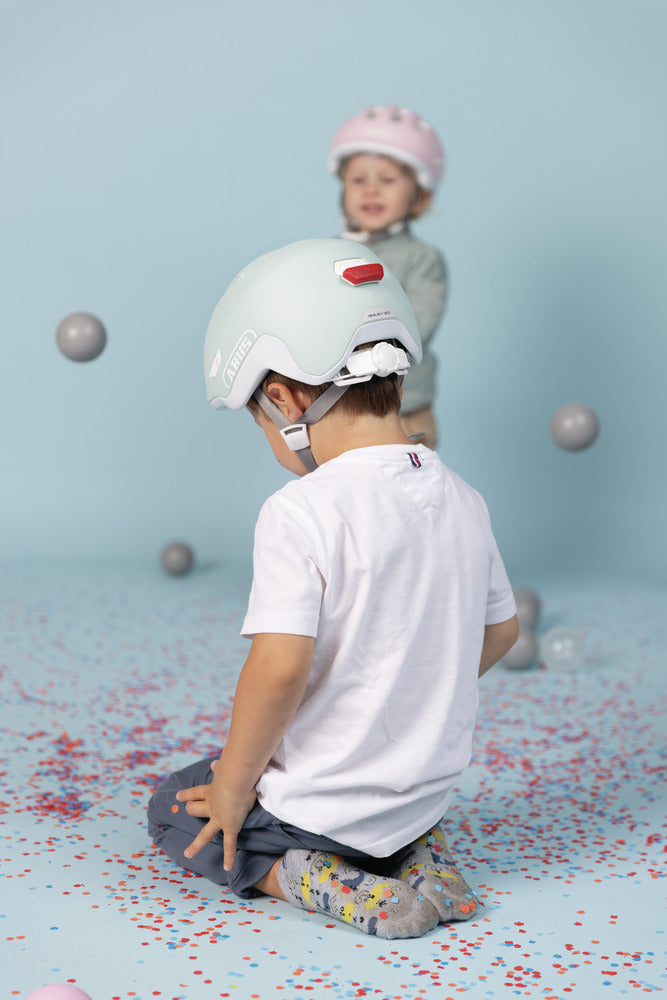 baby fahrradhelm anhänger Abus Smiley 3.0 ACE LED Kinder Fahrradhelm | pure aqua